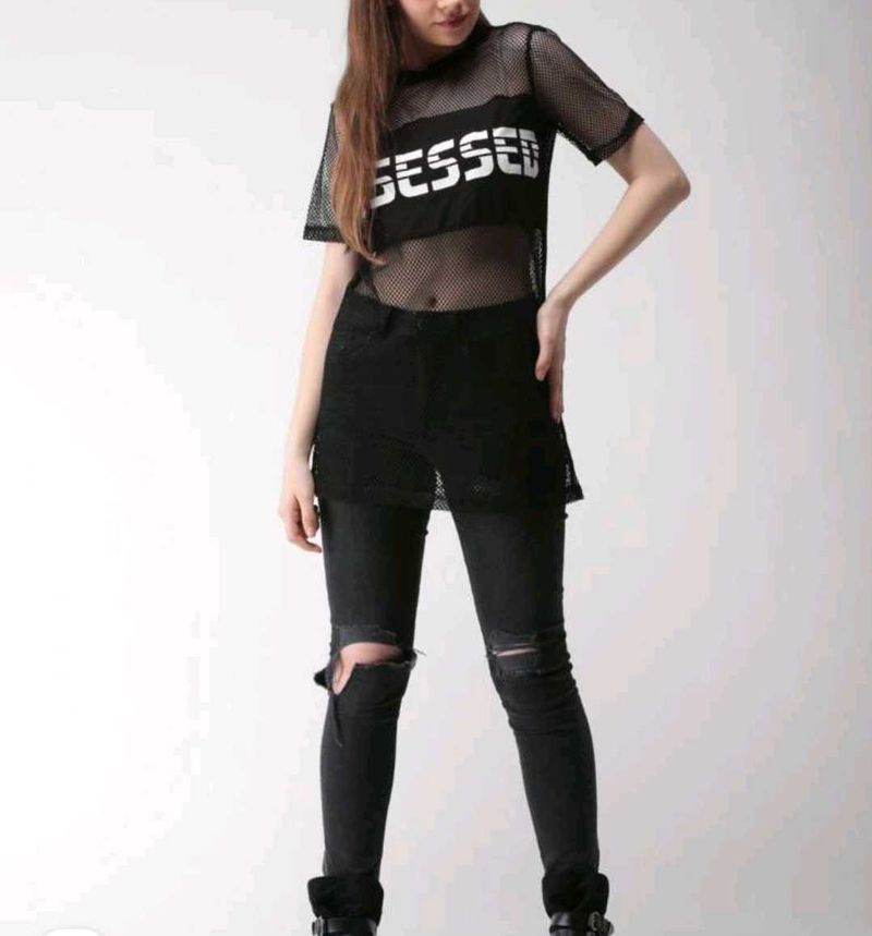 Forever 21 Semi-Sheer Longline Top