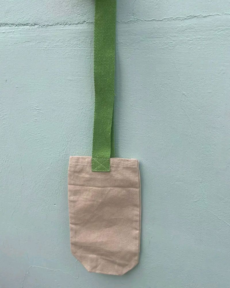 Water Bottle Bag Green Handle