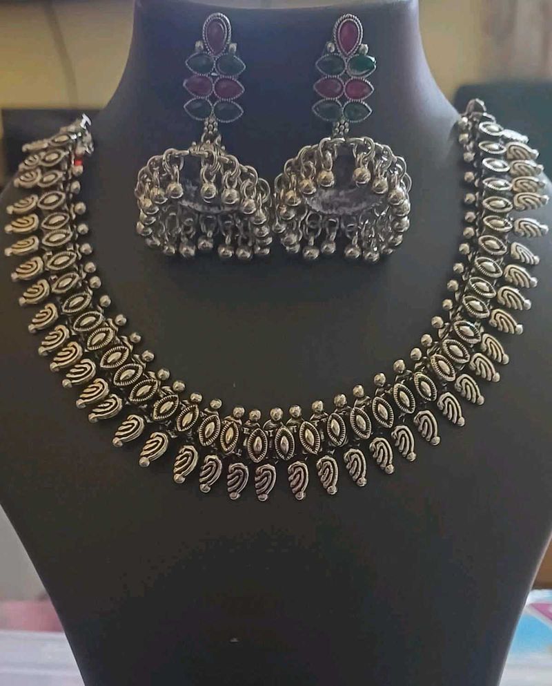 Oxidized Silver Necklace Set