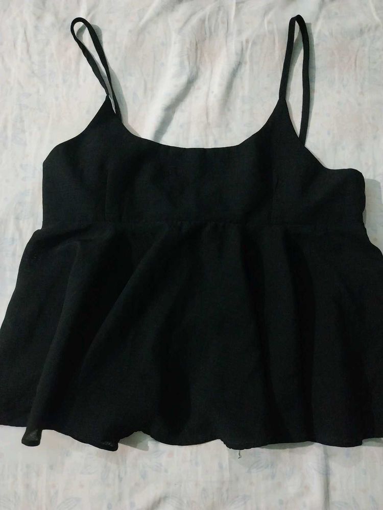Black Flowy Backless Cami Top