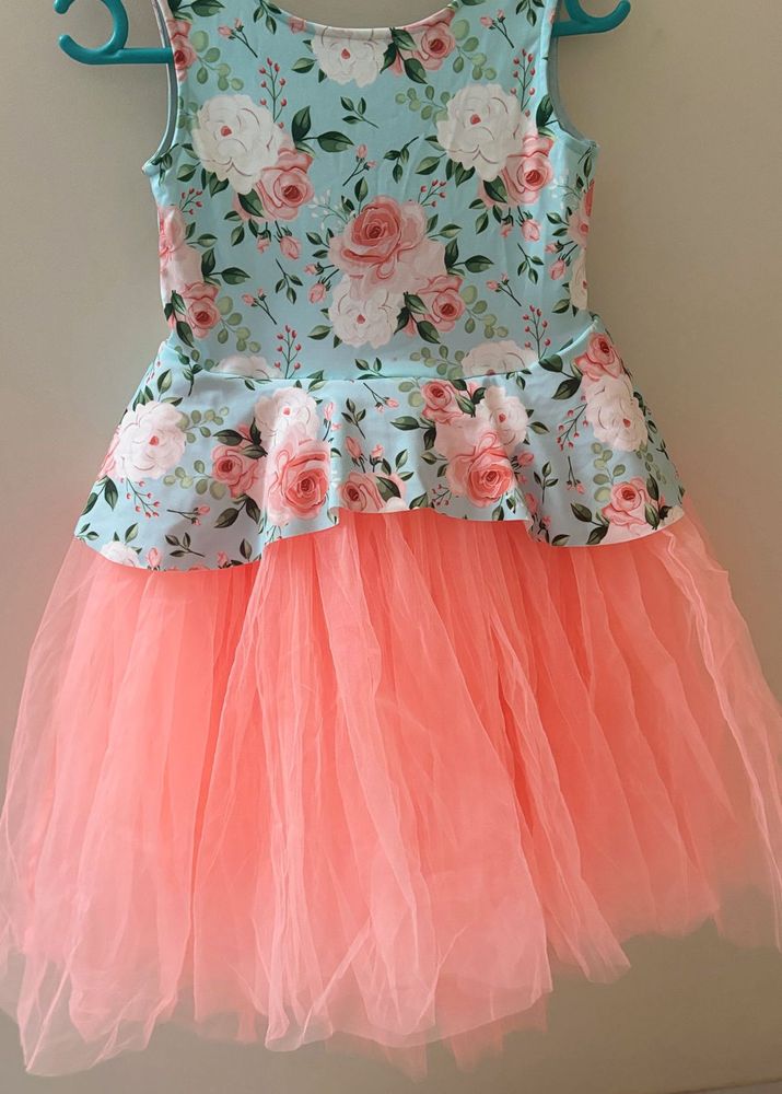 Toy Balloon’s Peach Coloured Layered Net Frock