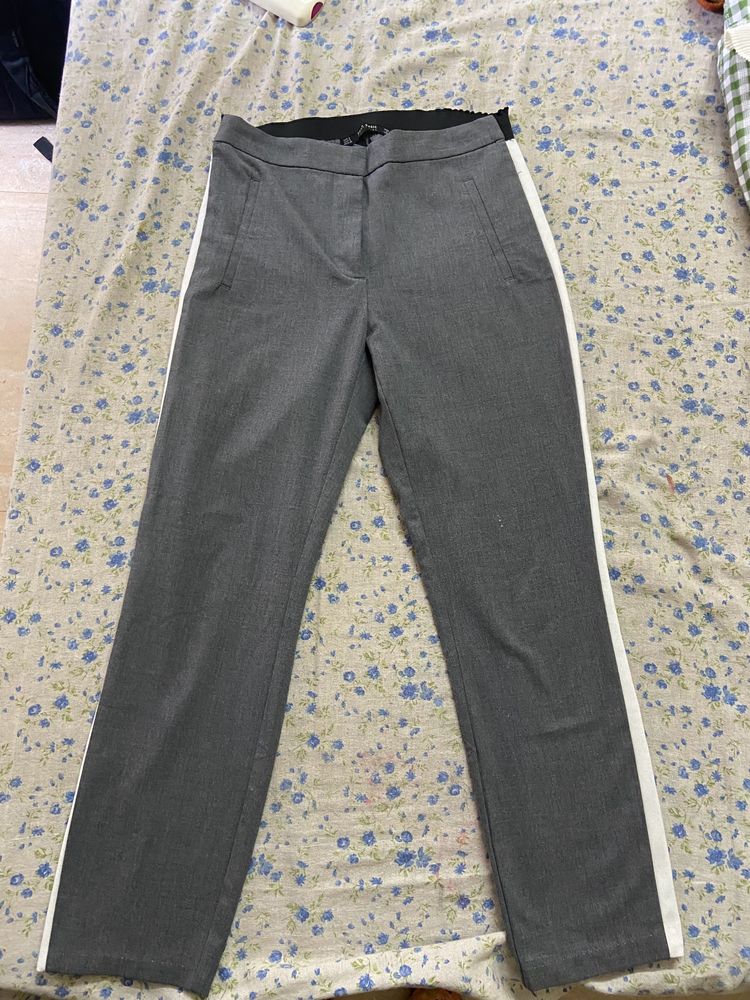 Grey Zara Trousers With White Stripe In Side