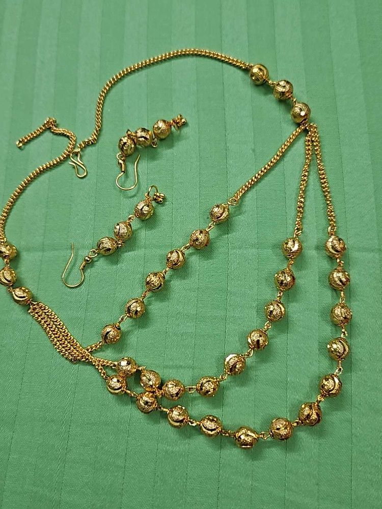 Gold-Tone Beaded 3-Strand Necklace