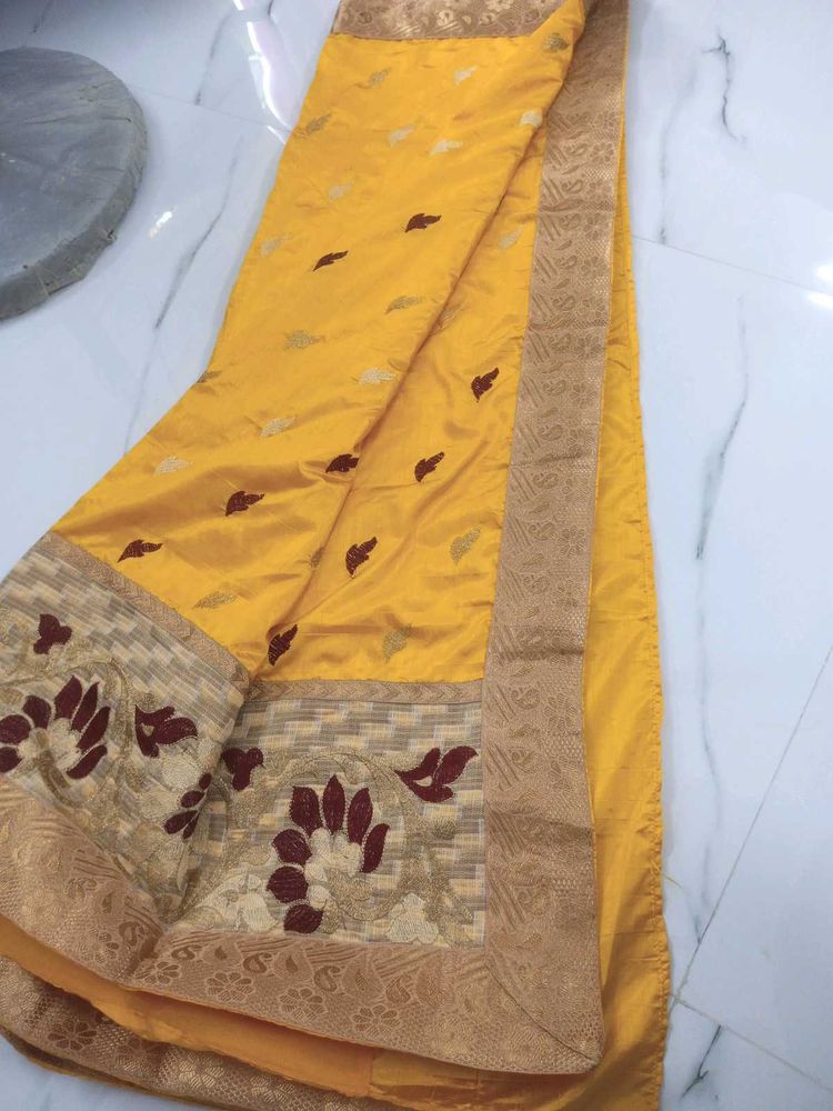 Yellow Banarasi Silk Saree 💛🧡