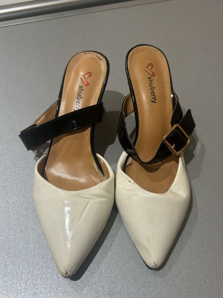 Shubery Beautiful White Heels With The Strap