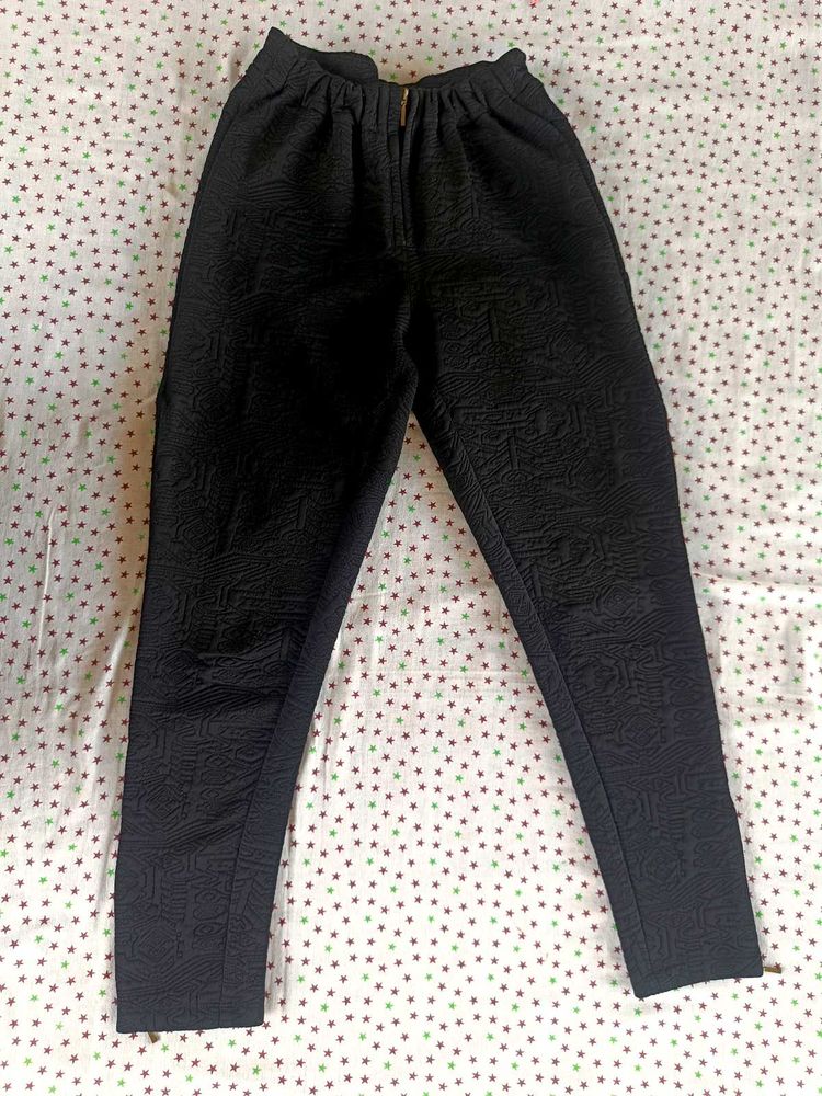 Textured Black Pants