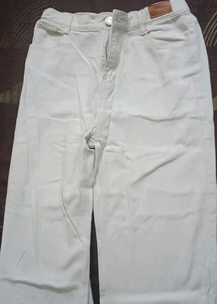 White Wide Leg Denim Jeans