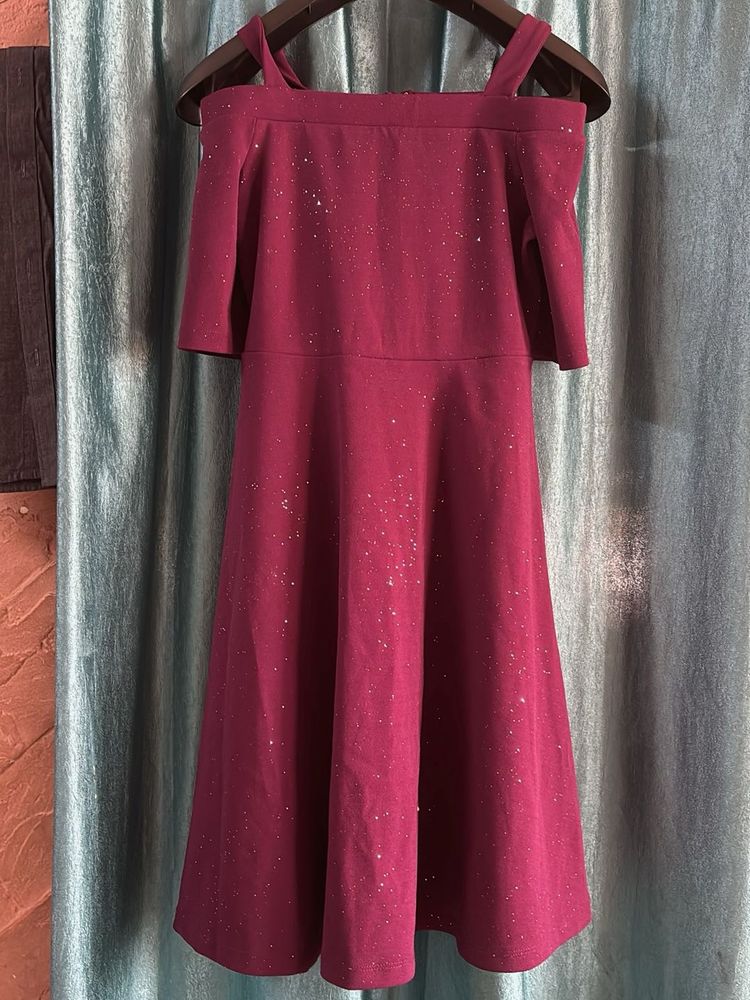 purple shine Off-Shoulder Skater Dress