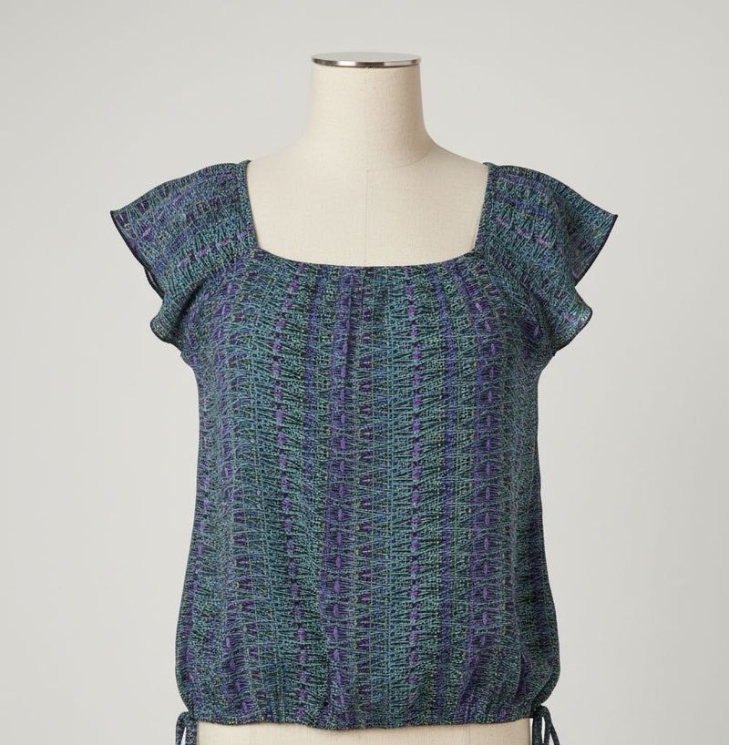 Abstract Print Patterned Blue Top