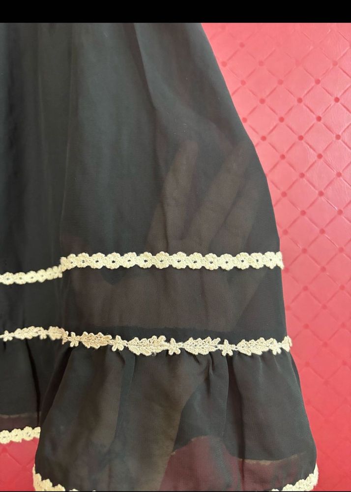 Black Lace Trim Dress