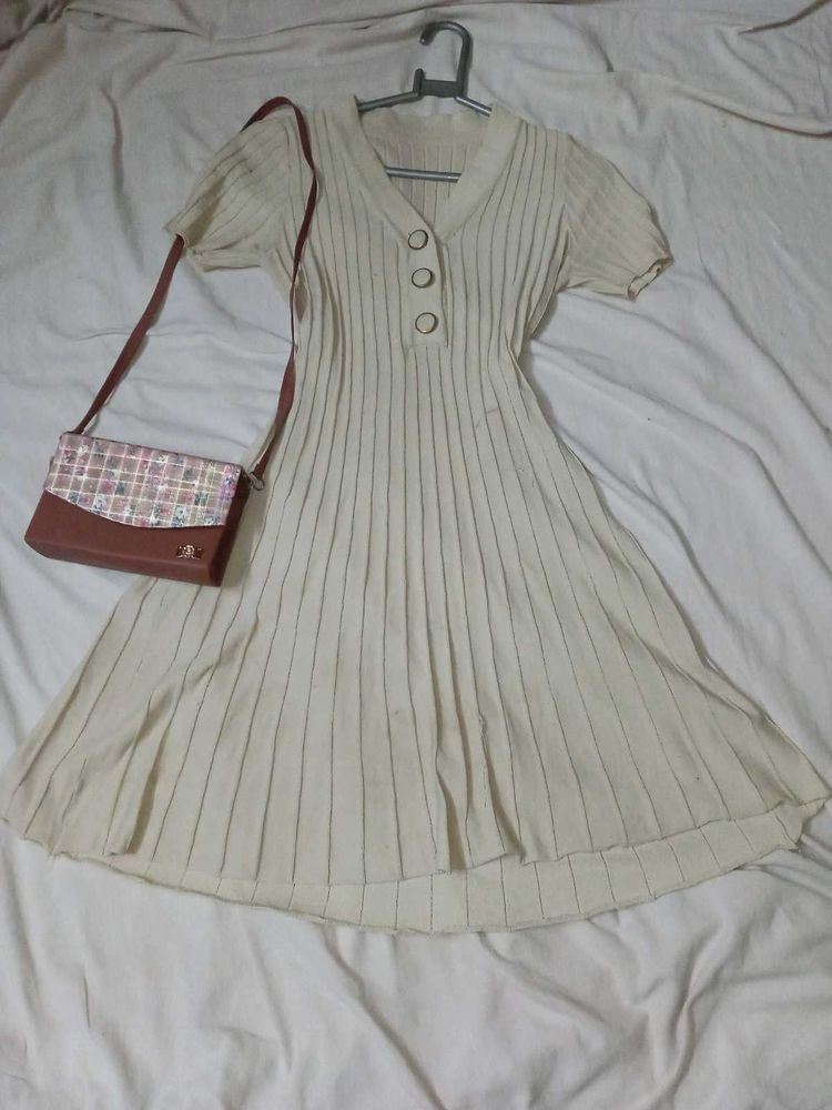 Cream Knit Mini Dress