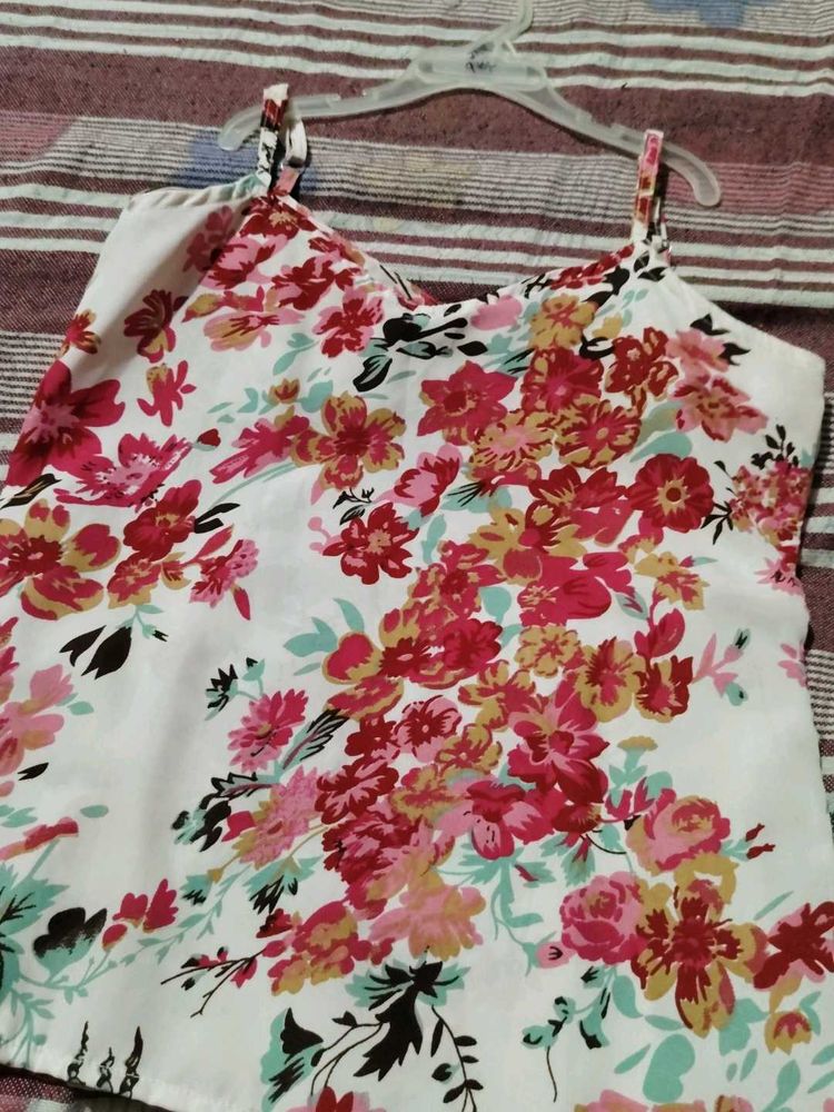 Pink And White Floral Top