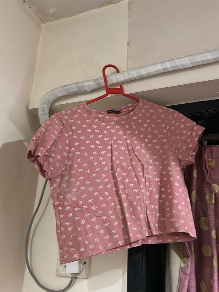 Pink patterned casual top