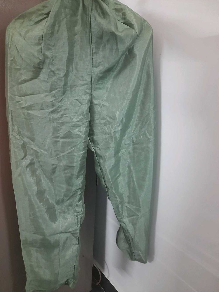 Shiny Green Silky Pant