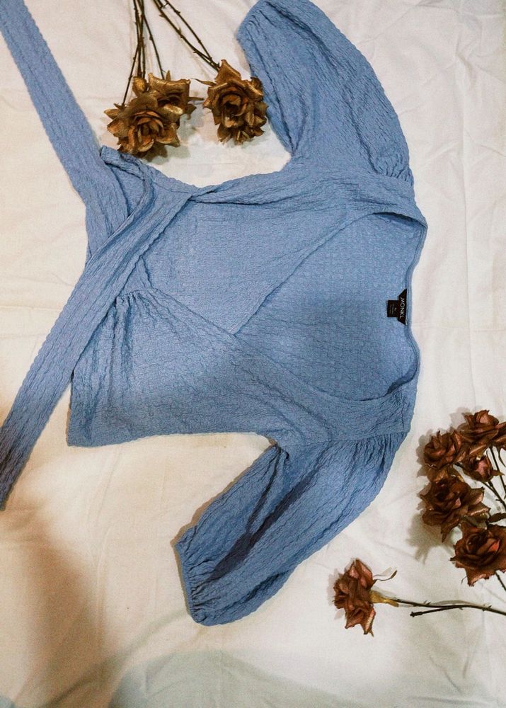 Blue Wrap Top