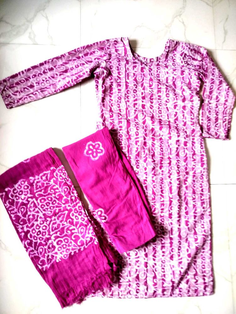 Pink Batik Print Salwar Kameez