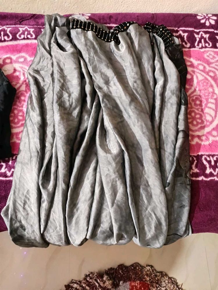 Luxe Grey &amp; Black Gradient Lehenga Saree