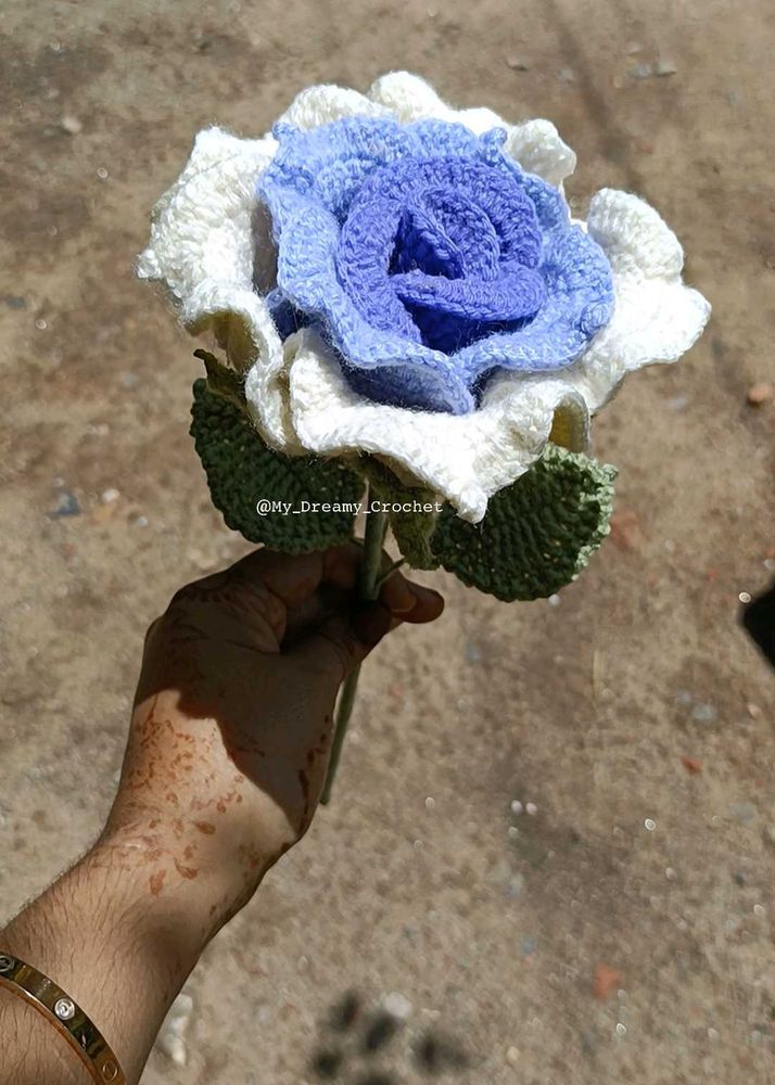 Handmade Crochet Thai Rose In Purple
