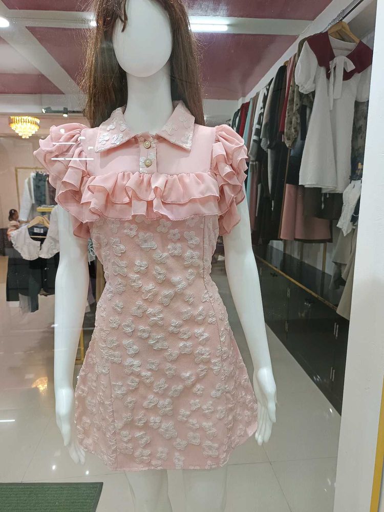 Pink Ruffle Mini Dress