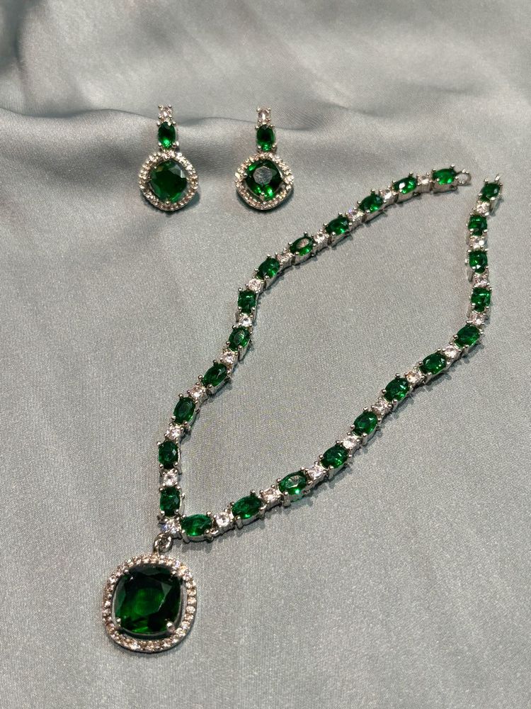 American Diamond Emerald Green Jewellery