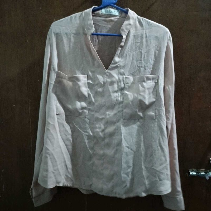 Blush Pink V-Neck Blouse