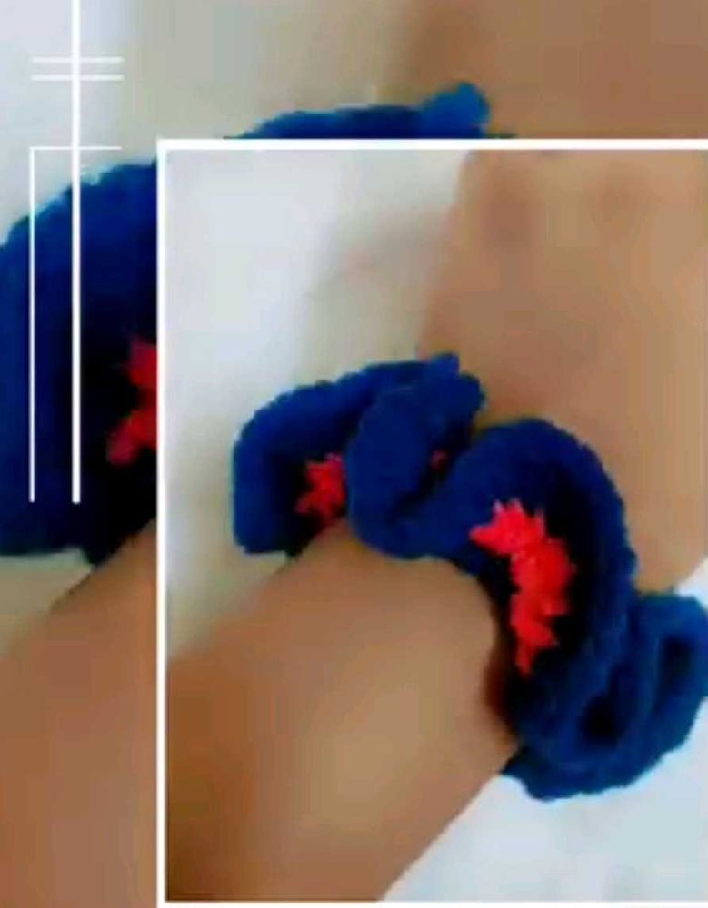 Blue &amp; Red Hair Scrunchie