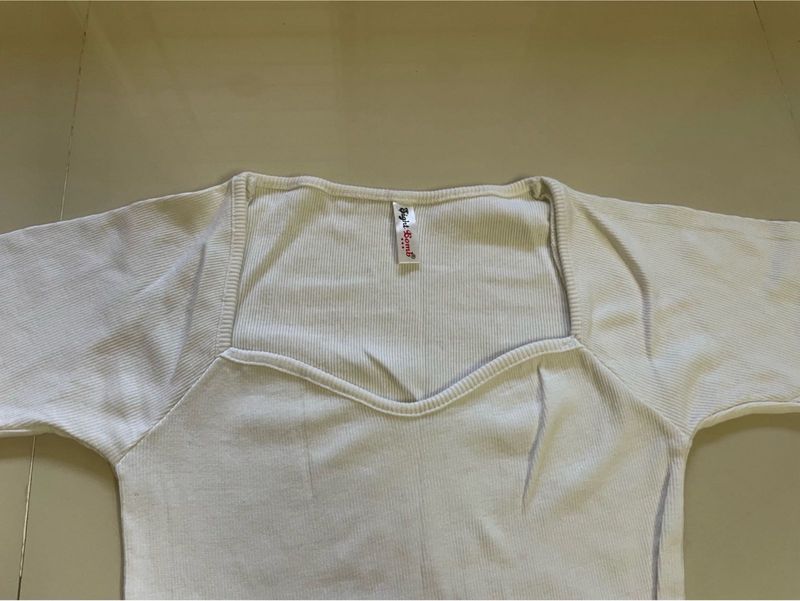 Ribbed Sweatheart Neck Top