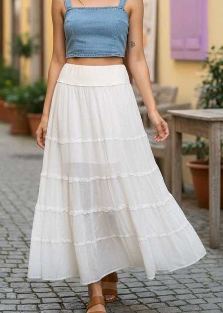 White Tiered Skirt