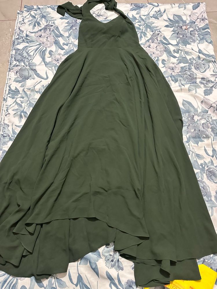 bottle opener Green Halter Maxi Dress