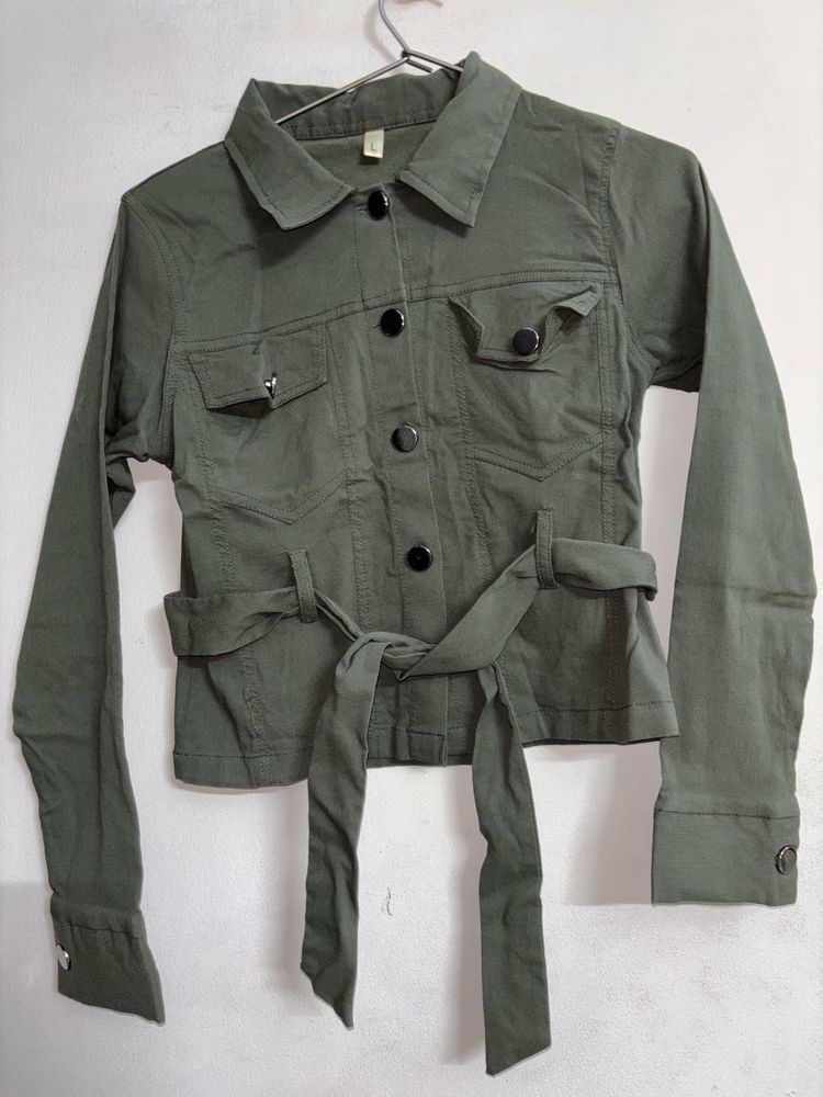 Olive Green Belted Jacket