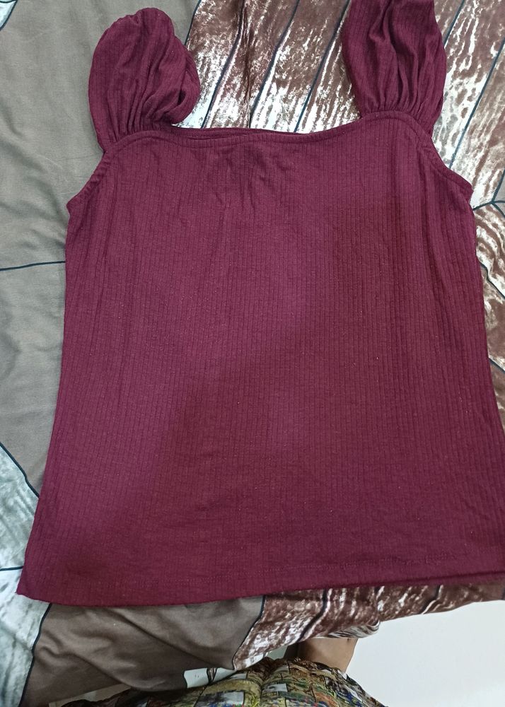 Maroon Roadster Top For Casual Wear