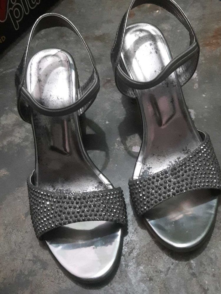 Silver Rhinestone Heels