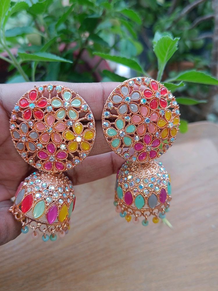 3 Colourful Jhumka Combo 😍