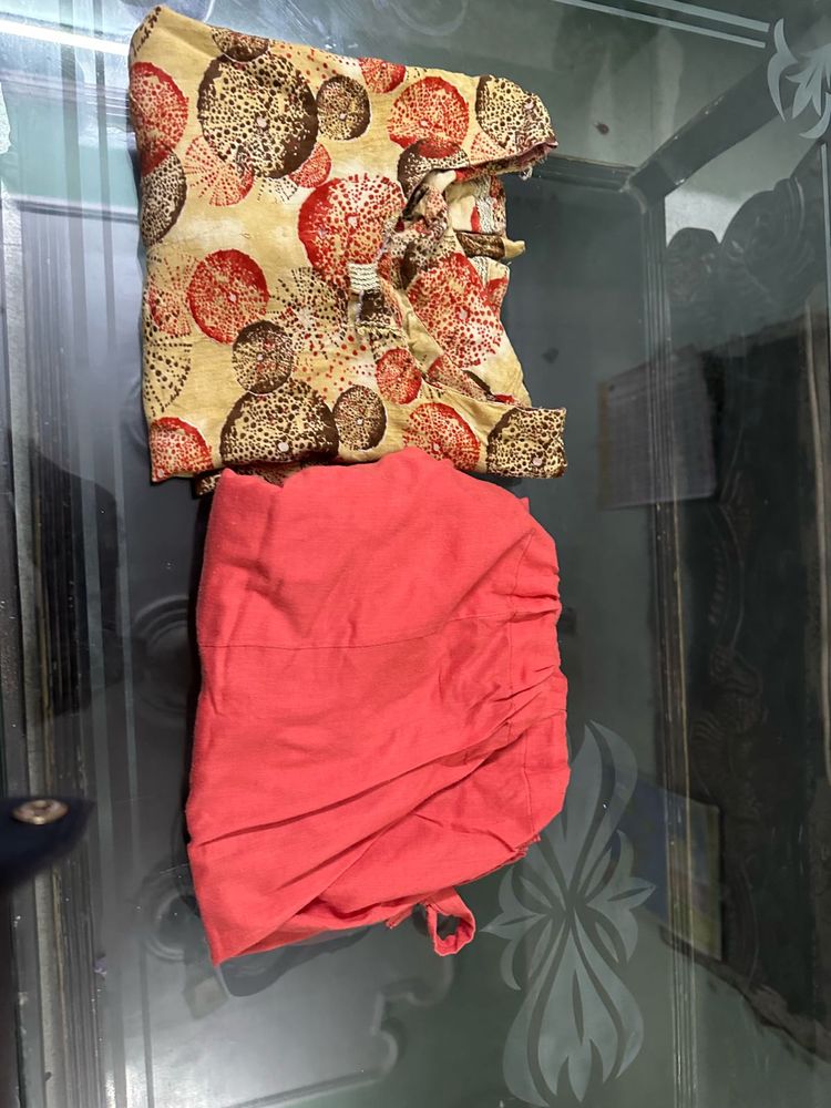 Coral Colour Kurta Set