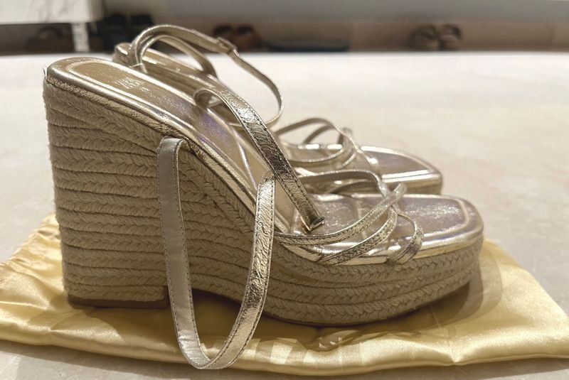 Zara Gold Wedge High Heels