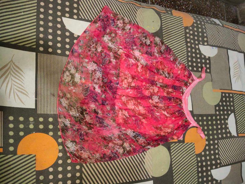 Floral Ethnic Transy Pink Top With Inner Attach