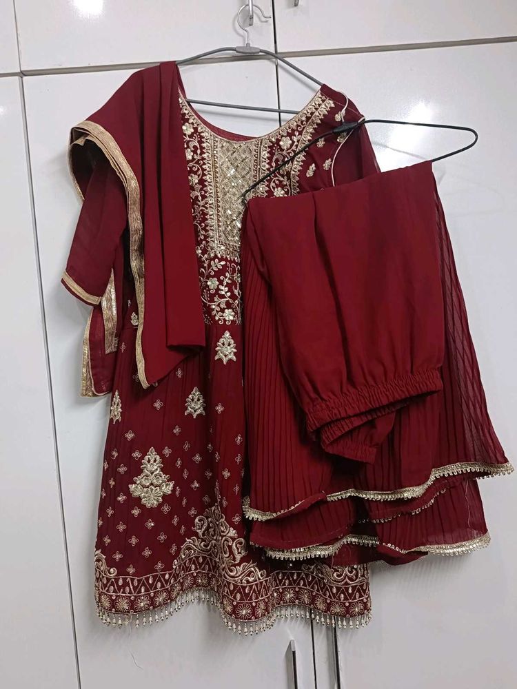 Pretty Maroon Sharara Dress👍
