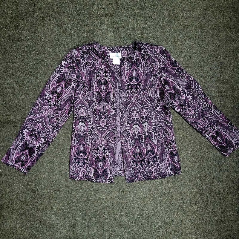 Purple Paisley Open Front Cardigan