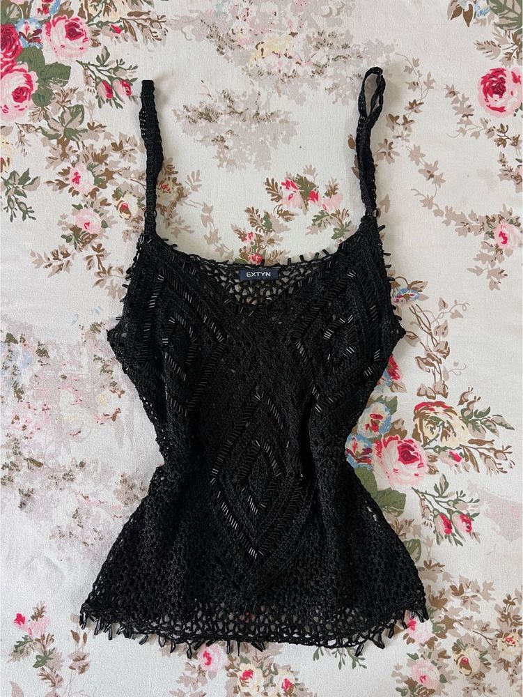 Black Crochet Tank Top