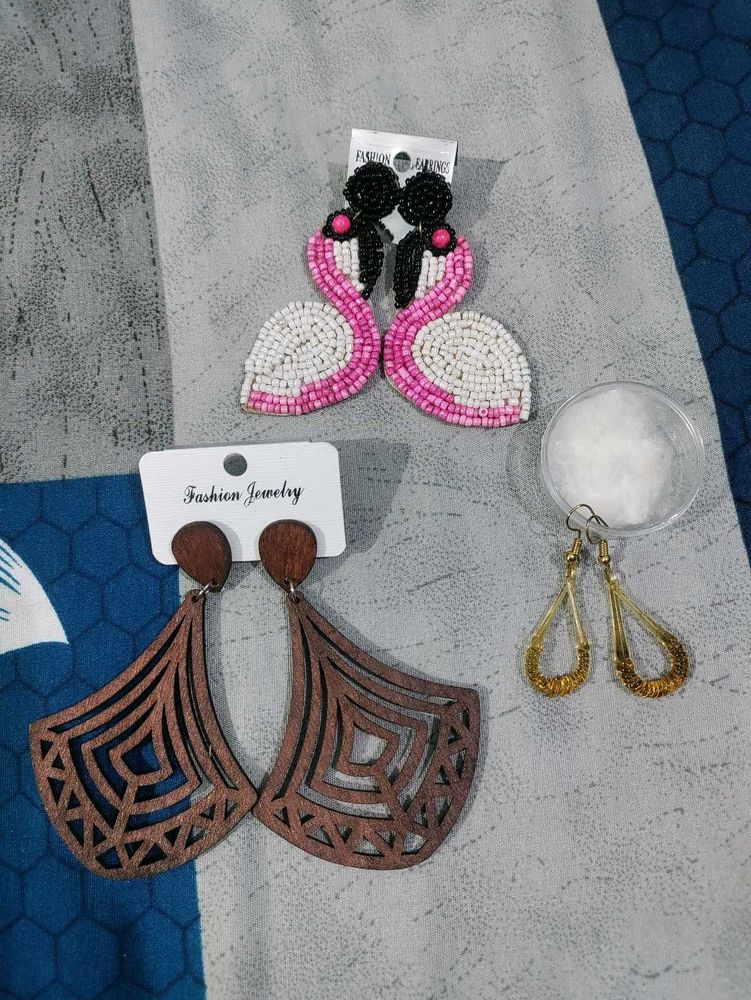 Stylish Earrings Set – Wooden , Beaded &amp; Glass