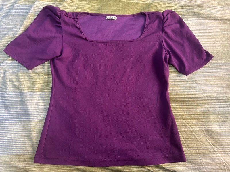 Purple Puff Sleeves Top