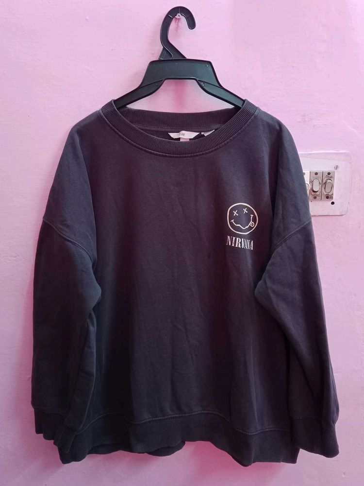 H&amp;M NIRVANA Grey Oversized Sweatshirt