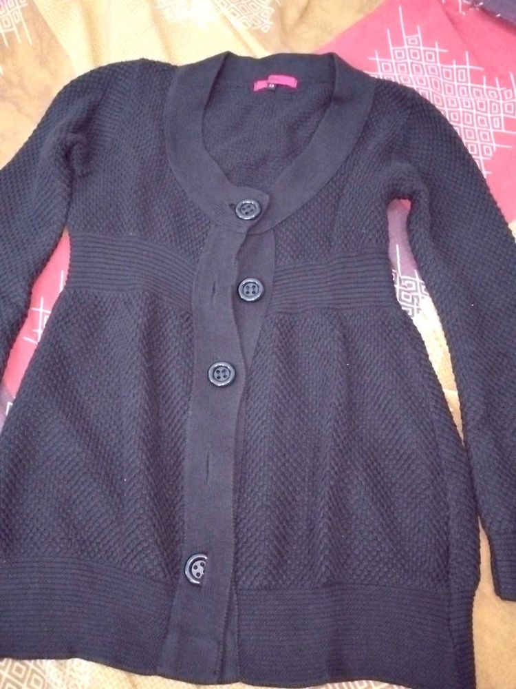 Black Button-Down Cardigan