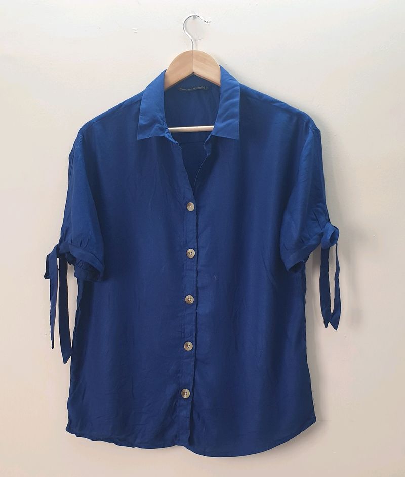 Beautiful Blue  Satin Slik Shirt/top