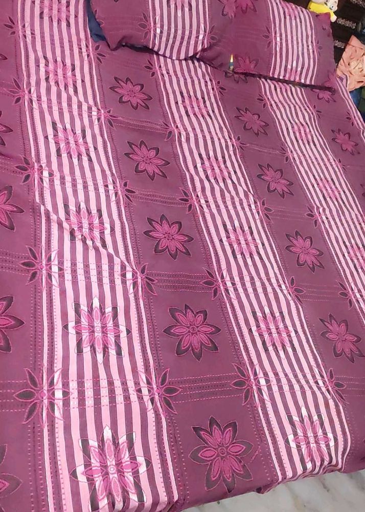 Rose Color Floral Pattern 5 Feet Bedsheet &amp; Pillow