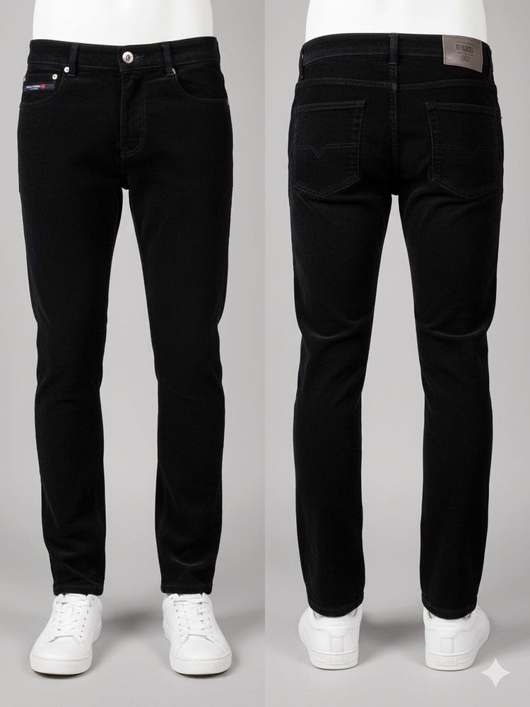 Diesel Cotton Jeans Slim Fit Black Pants