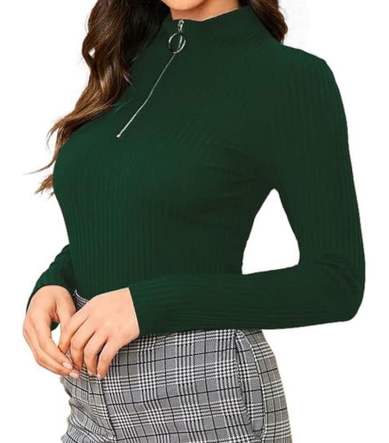 Women Green Collared Top