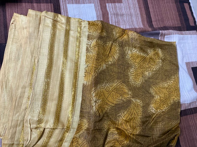 Golden Brown Patterned Saree