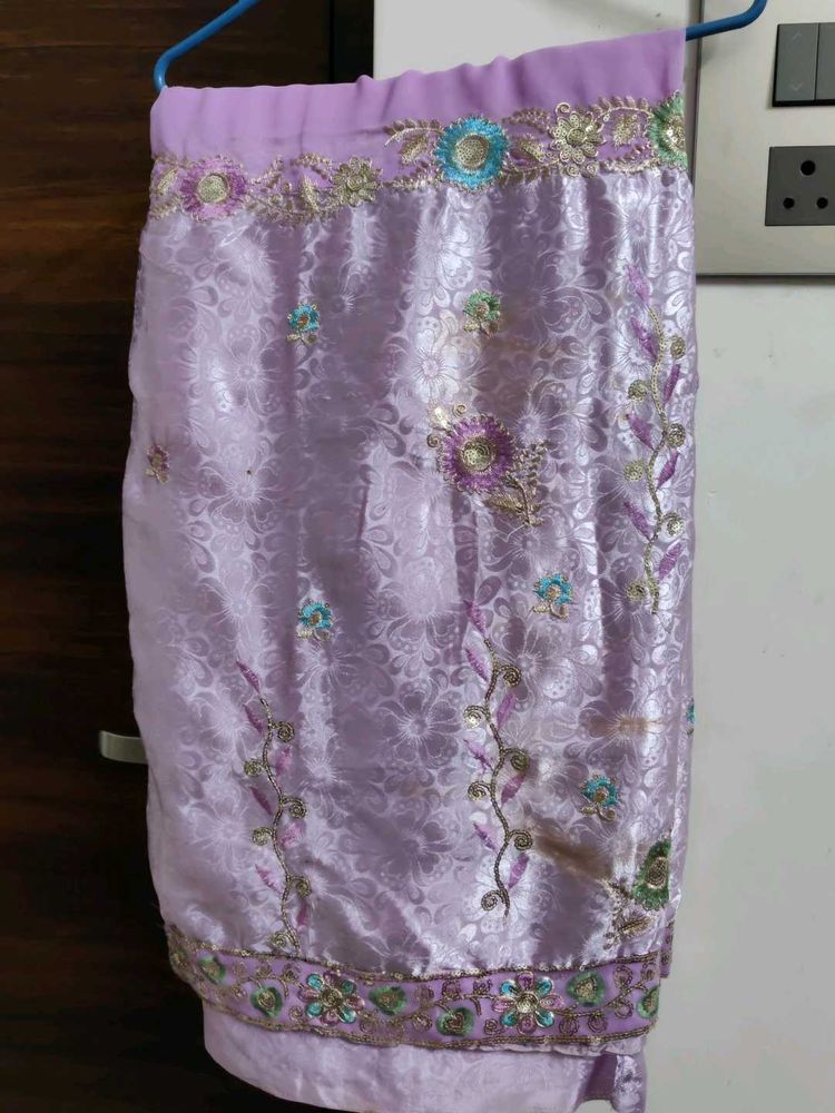 Lavender Embroidery Saree Used Once