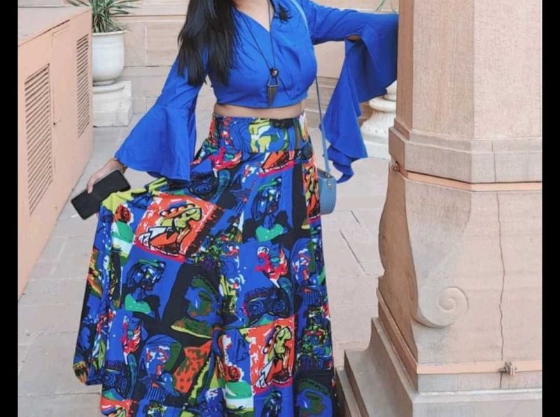 Pannkh Ethnic Top And Skirt